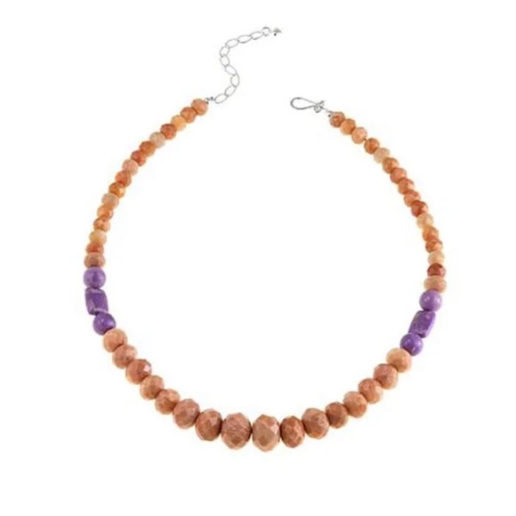 Peach Stone and Phosphosiderite Bead Necklace by Jay King - Picture 5 of 11